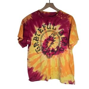 Grateful Dead 50th Anniversary Stealie T-Shirt Mens L Red Orange Tie Dye Cotton